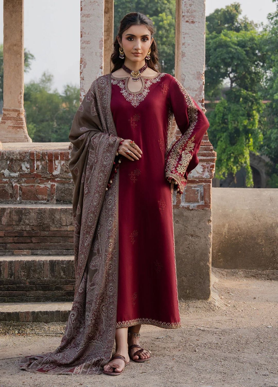 IZEL DHANAK EMBROIDERD UNSTICH 3PC (WA-215)