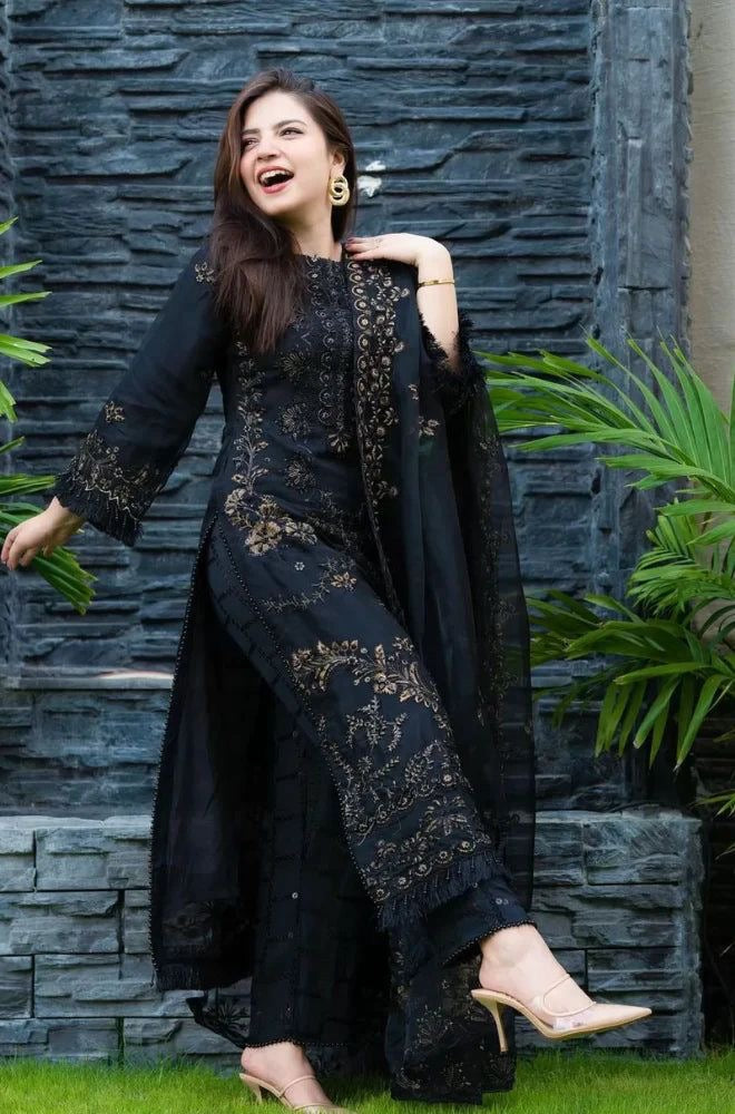 NISA EMBROIDERD LAWN UNSTICH 3PC (WA-7894)