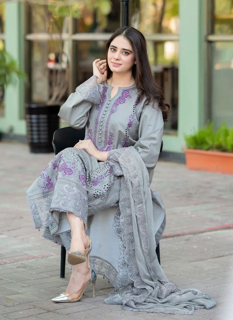 MUSHQ EMBROIDERD LAWN UNSTICH 3PC (WA-118)