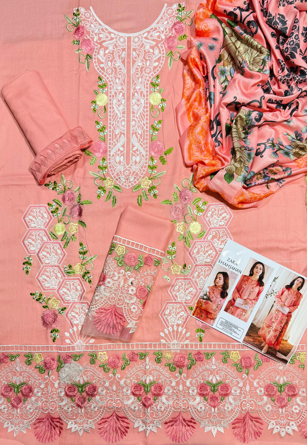 COCO BY ZARA SHAHJAHAN DHANAK EMBROIDERD UNSTICH 3PC (WA-244)