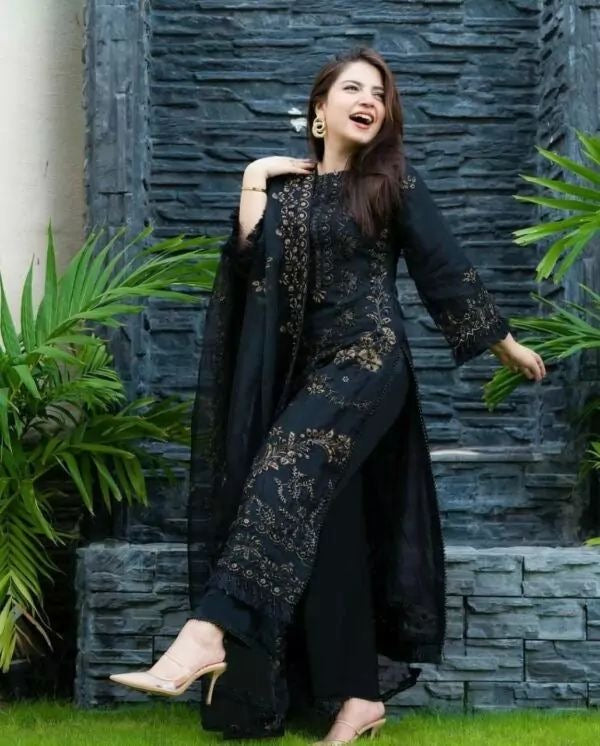 NISA EMBROIDERD LAWN UNSTICH 3PC (WA-7894)