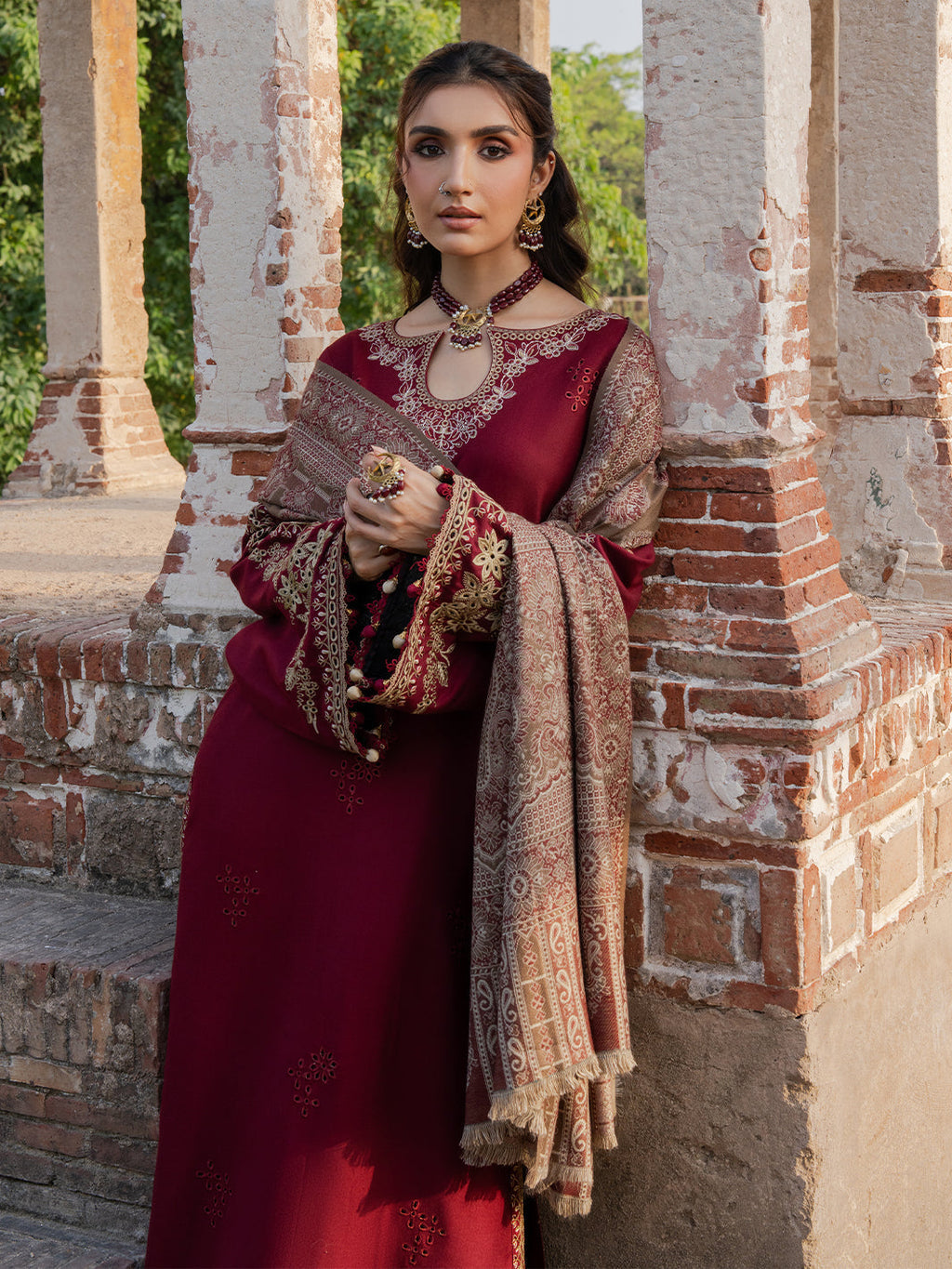 IZEL DHANAK EMBROIDERD UNSTICH 3PC (WA-215)