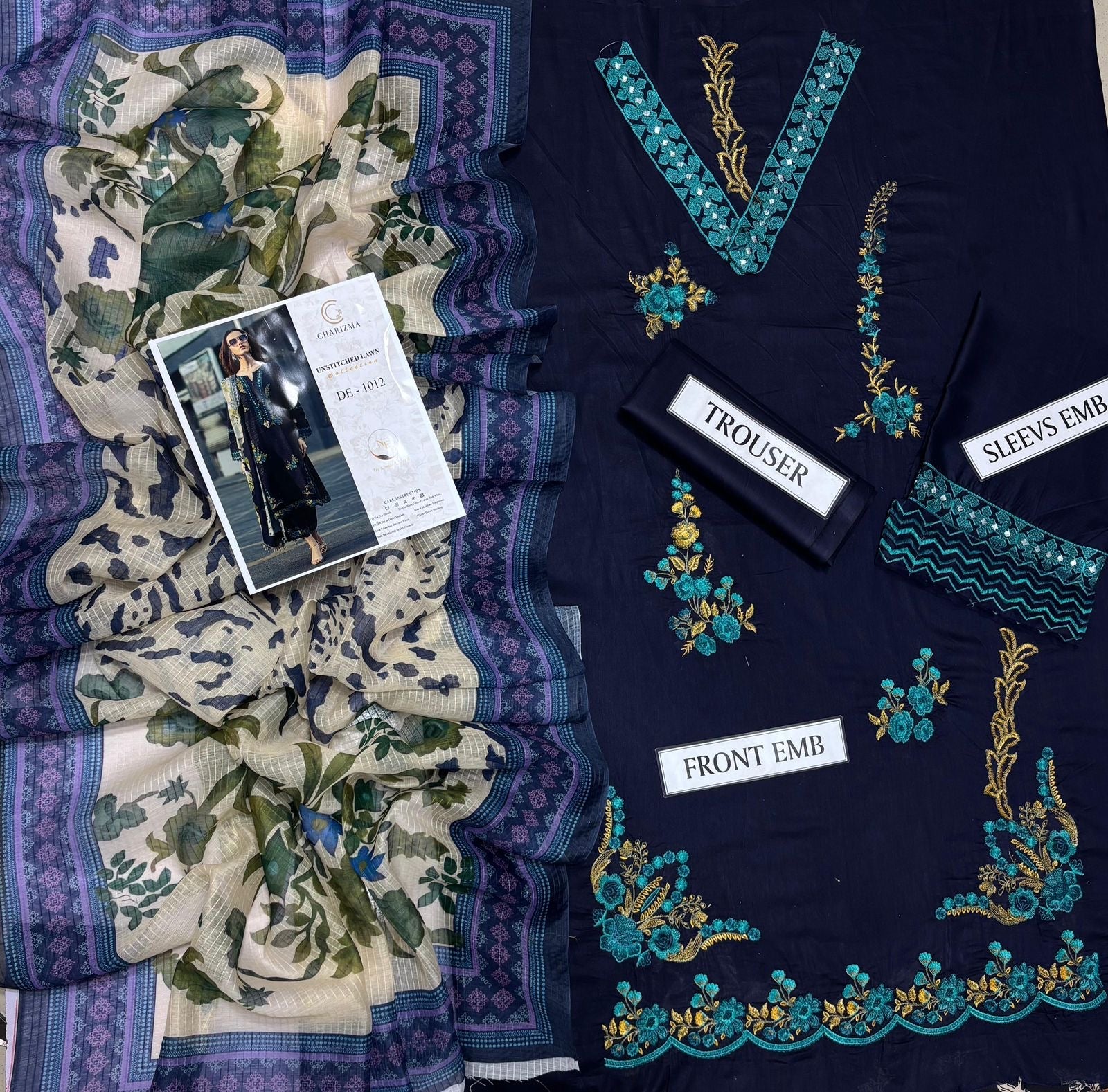 CHIRZMA MOST DEMANDING ARTICAL LAWN EMBROIDERD UNSTICH 3PC (WA-7890)