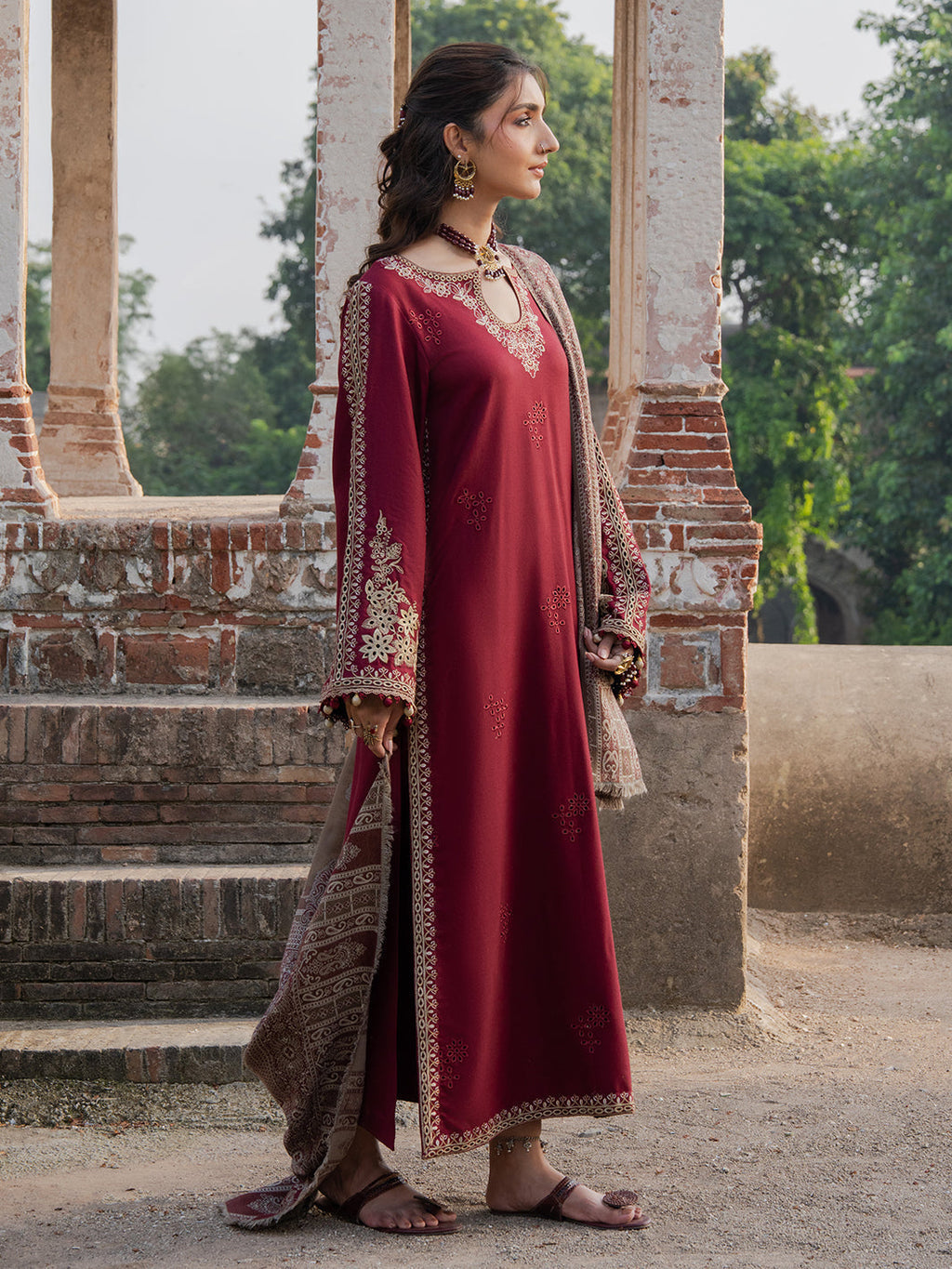 IZEL DHANAK EMBROIDERD UNSTICH 3PC (WA-215)