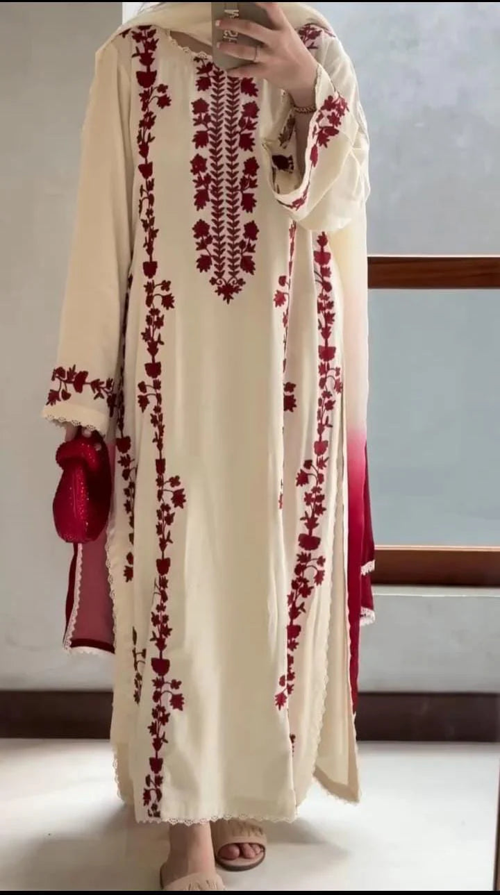 AIZEL EMBROIDERD LAWN UNSTICH 3pc (WA-7231)