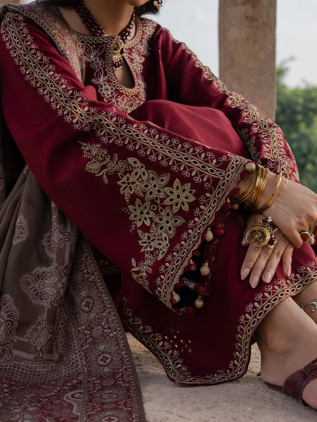 IZEL DHANAK EMBROIDERD UNSTICH 3PC (WA-215)
