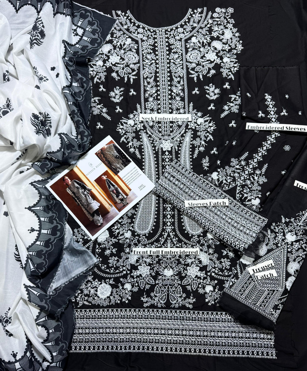 HUSSAIN REHAR EMBROIDERD LAWN UNSTICH 3PC (WA-8934)