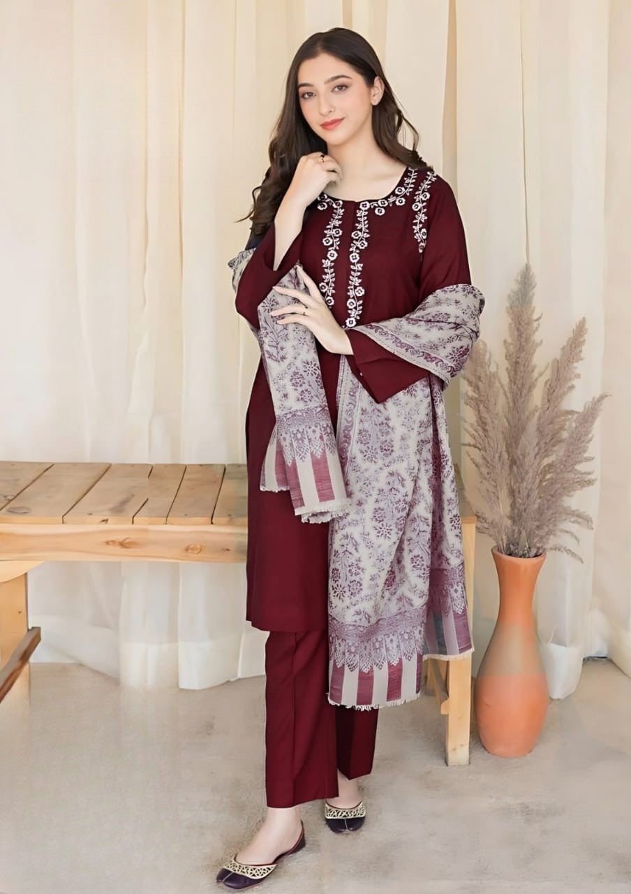 ASLING DHANAK EMBROIDERD UNSTICH 3pc (WA-389)