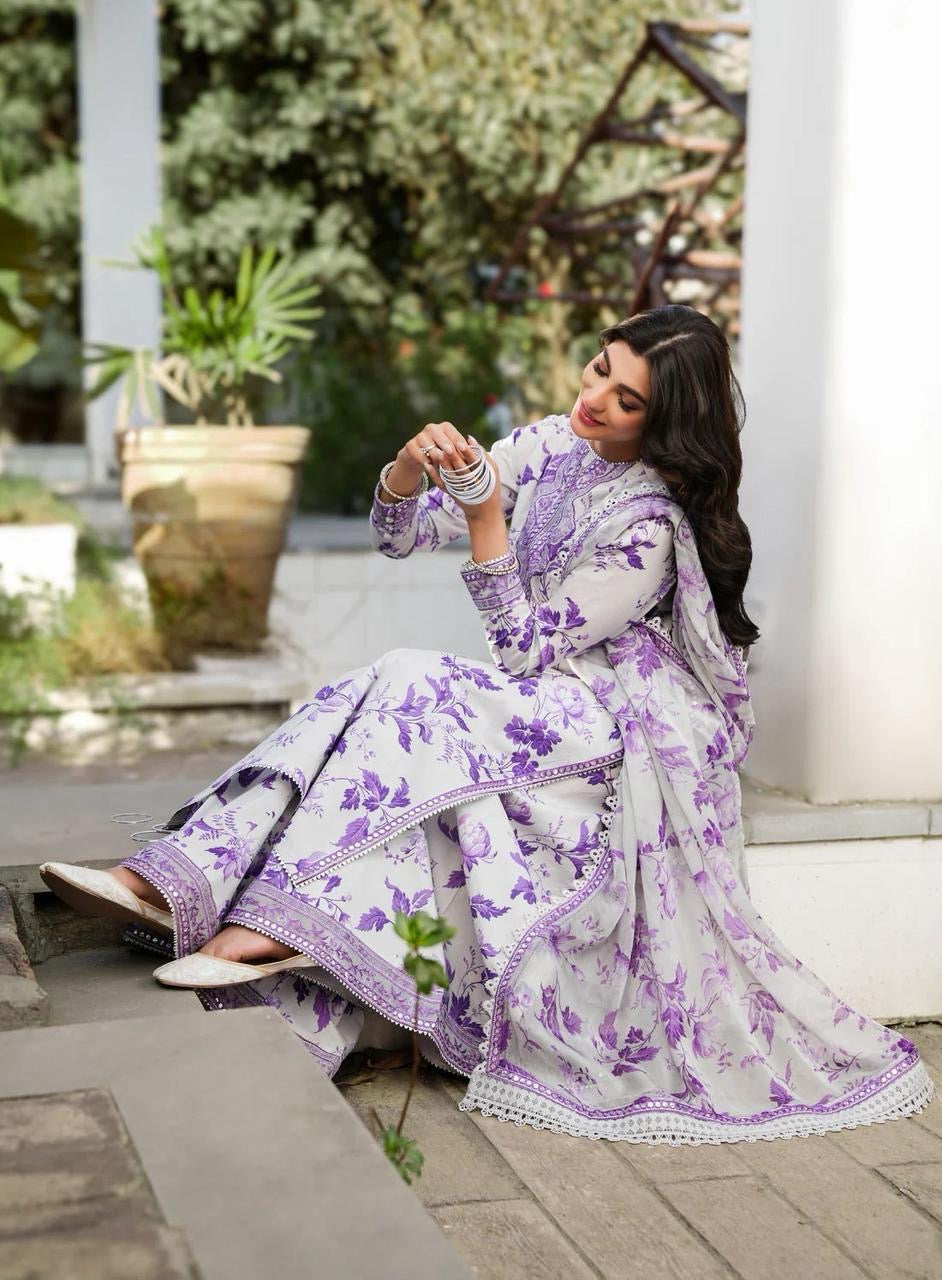 ALEENA,S, MOST DEMANDING LINEN UNSTICH 3pc(WA-933)