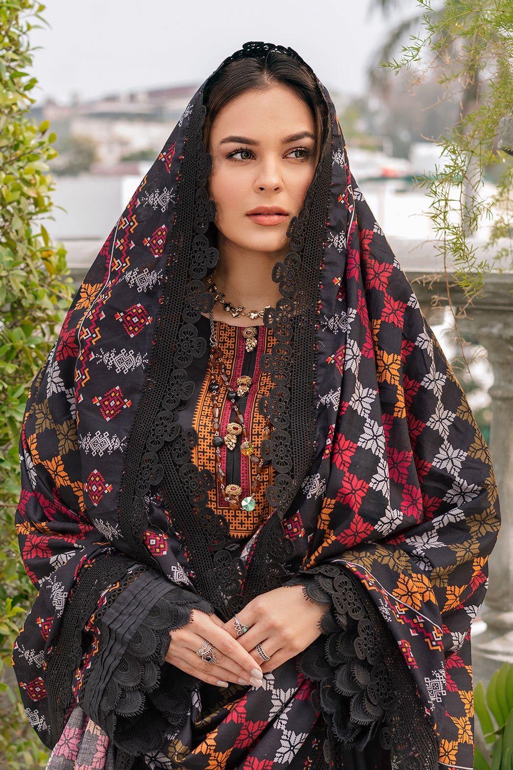 JAZMIN DHANK EMBROIDERD UNSTICH 3pc (WA-725)