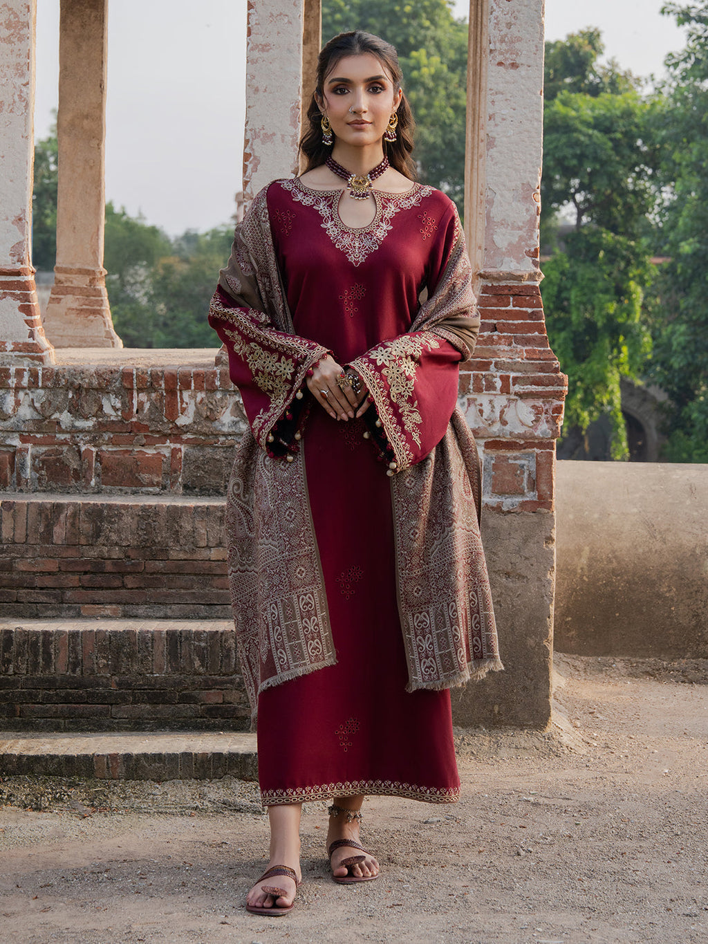 IZEL DHANAK EMBROIDERD UNSTICH 3PC (WA-215)