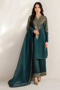 JAZMIN EMBROIDERD LAWN UNSTICH 3PC (GREEN)