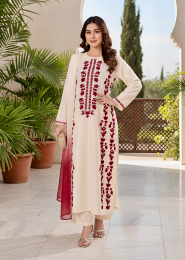 AIZEL EMBROIDERD LAWN UNSTICH 3pc (WA-7231)