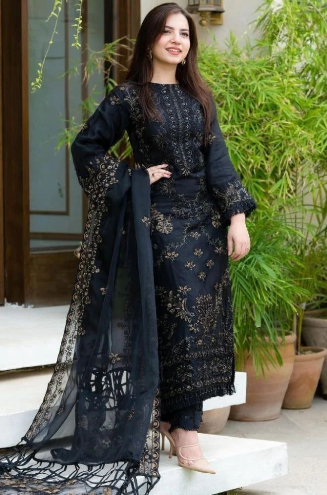 NISA EMBROIDERD LAWN UNSTICH 3PC (WA-7894)