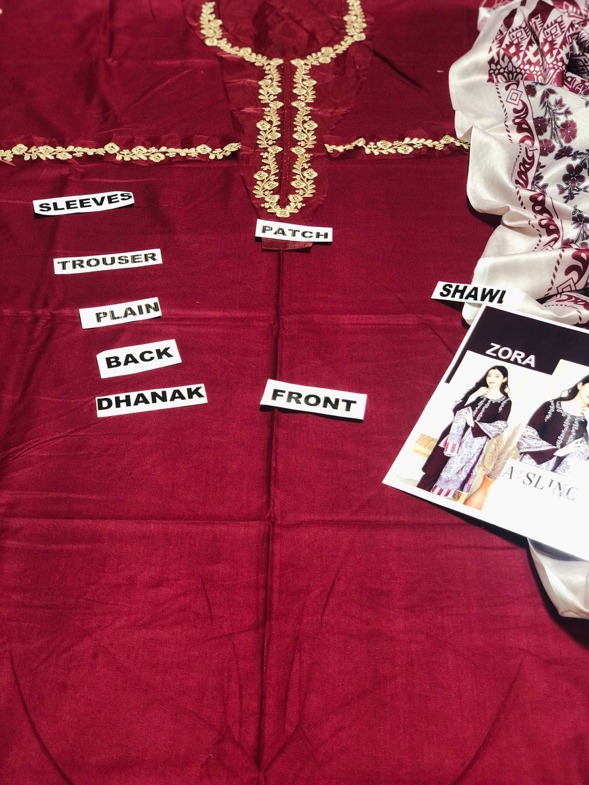 ASLING DHANAK EMBROIDERD UNSTICH 3pc (WA-389)