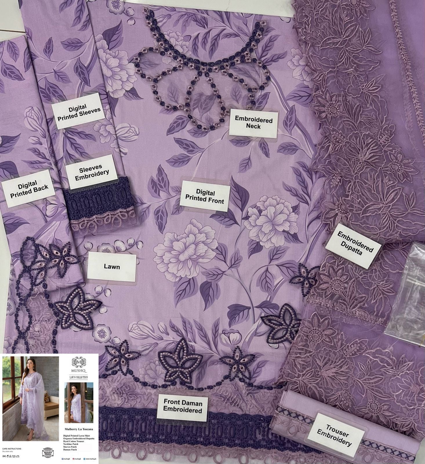 MUSHQ-MULBERRY PURPLE-PRINTED EMBROIDERED LAWN UNSTICHED 3PC (SL-1855)