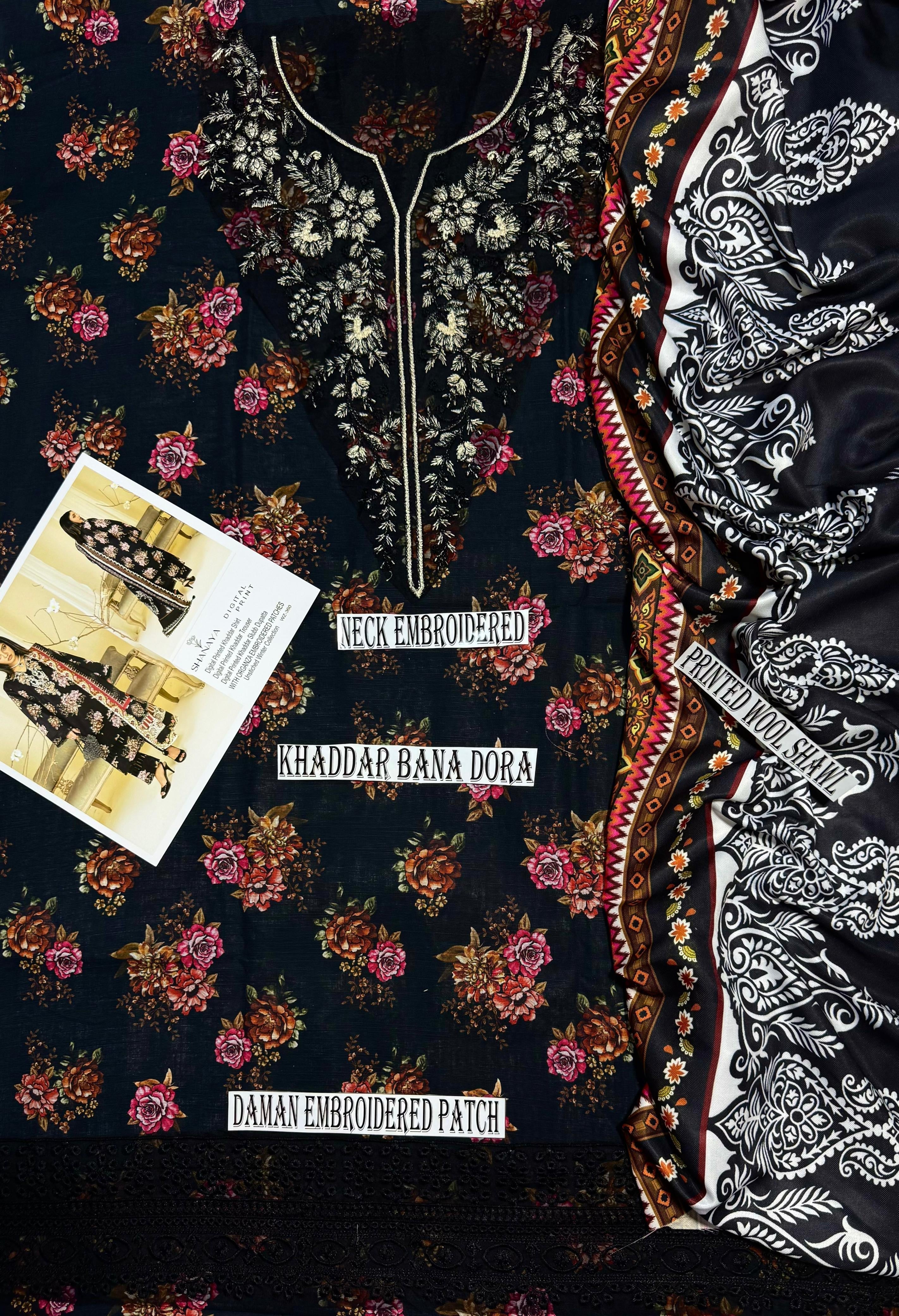 SHANAYA KHADDER UNSTICH 3pc(WA-7689)