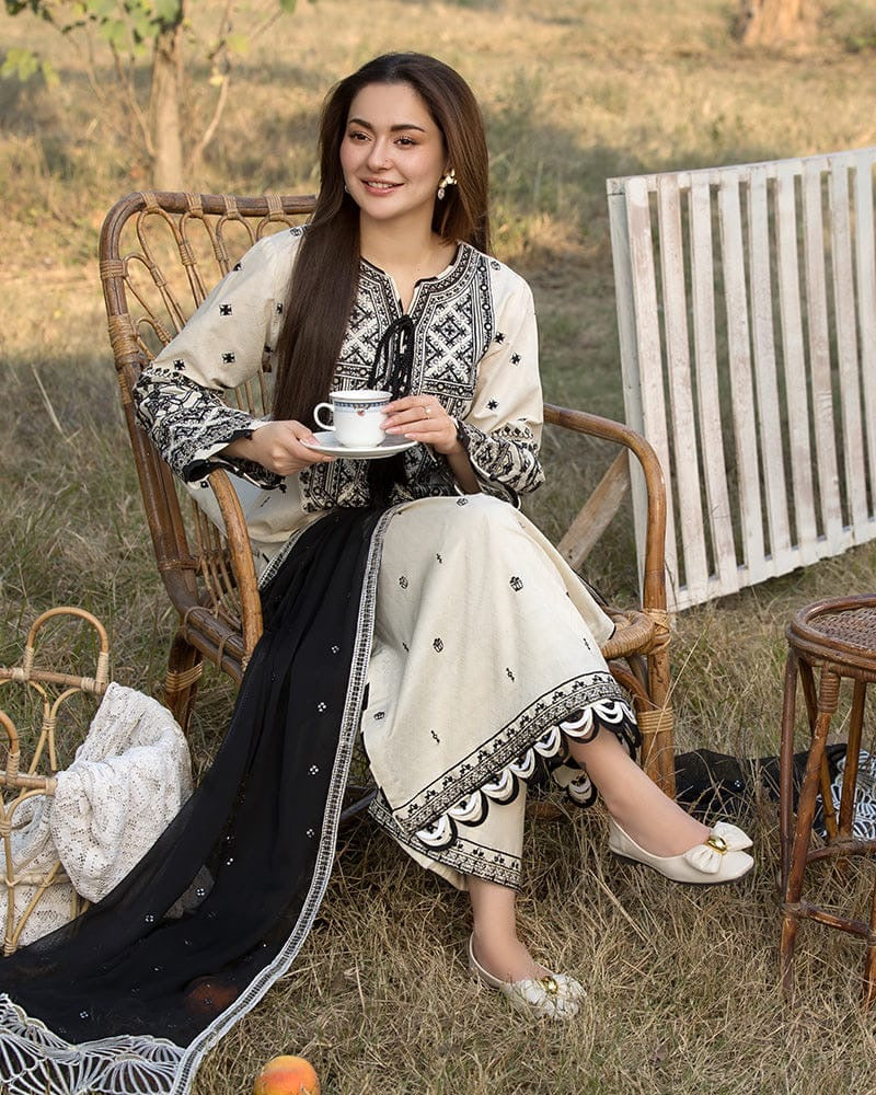 ALLY’S DHANAK EMBROIDERD UNSTICH 3PC (WA-210)