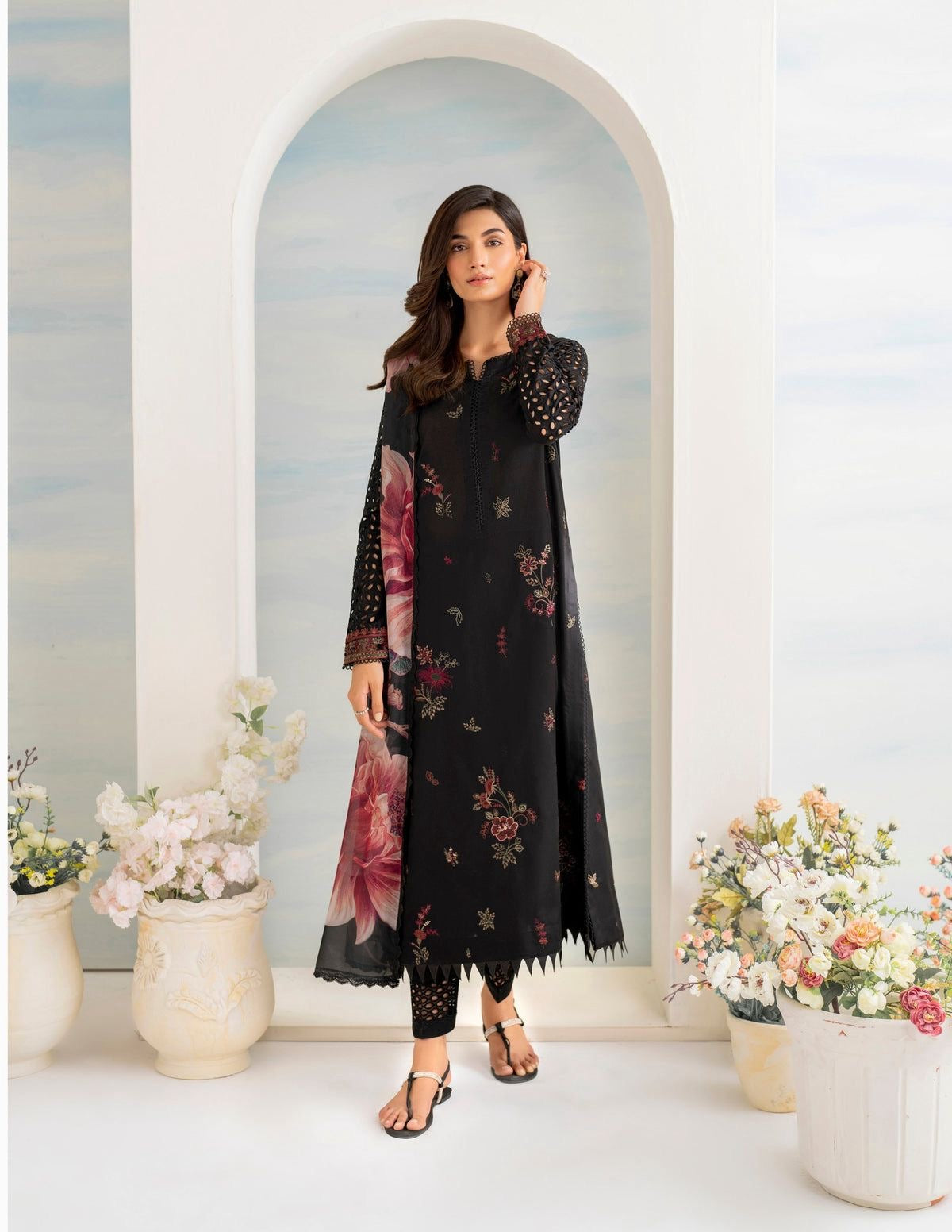 LIME LIGHT-DHANK EMBROIDERD UNSTICH 3pc(WA-498)