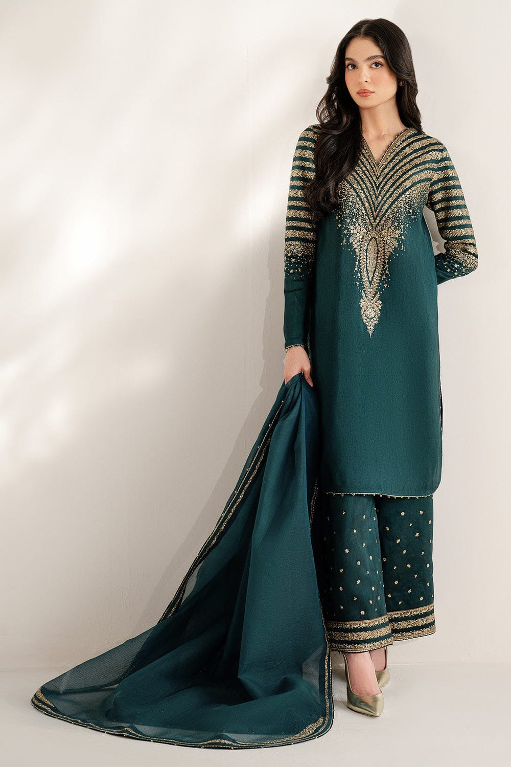 JAZMIN EMBROIDERD LAWN UNSTICH 3PC (GREEN)