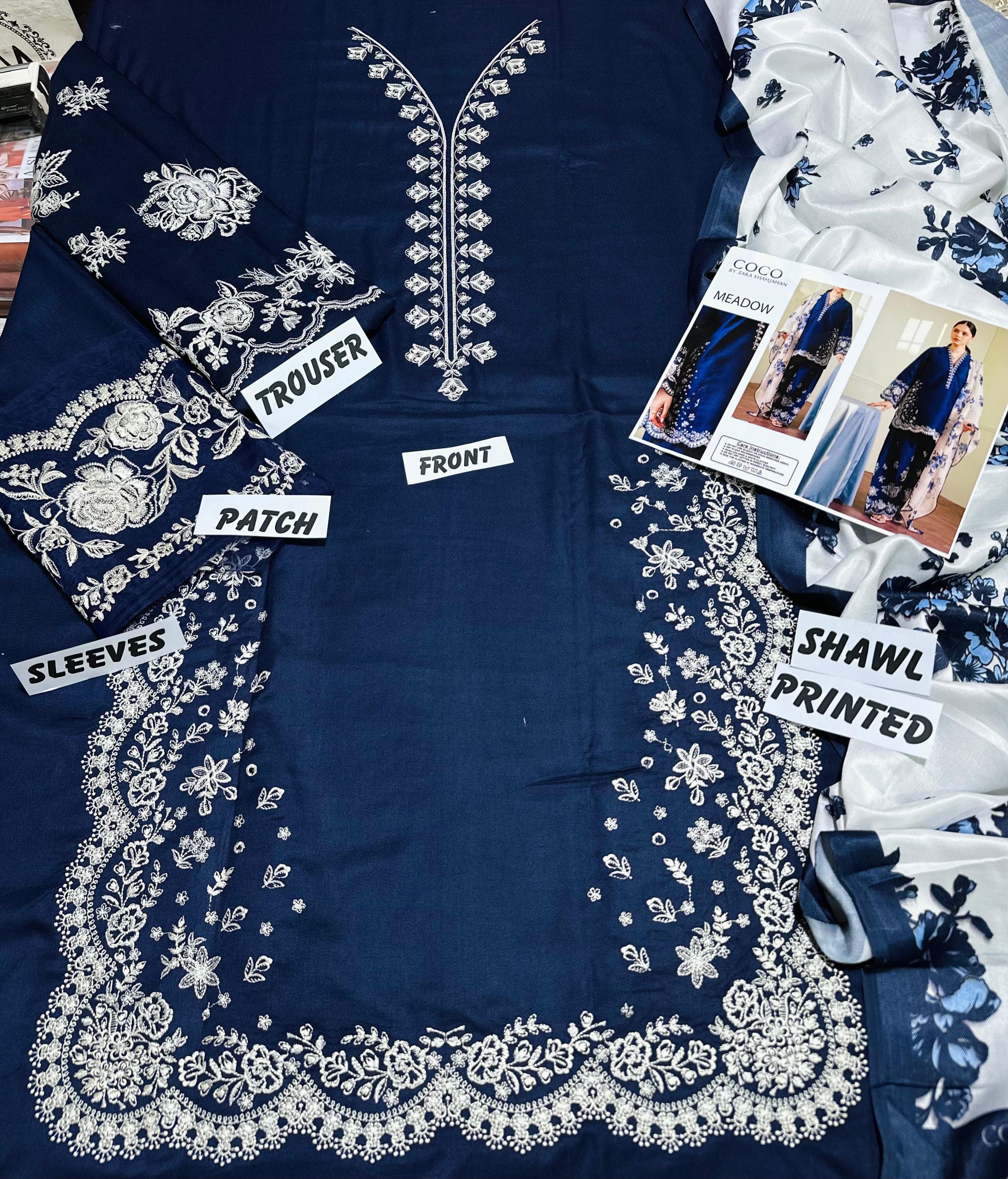 COCO BY ZARA SHAHJAHAN DHANAK EMBROIDERD UNSTICH 3PC (WA-271)