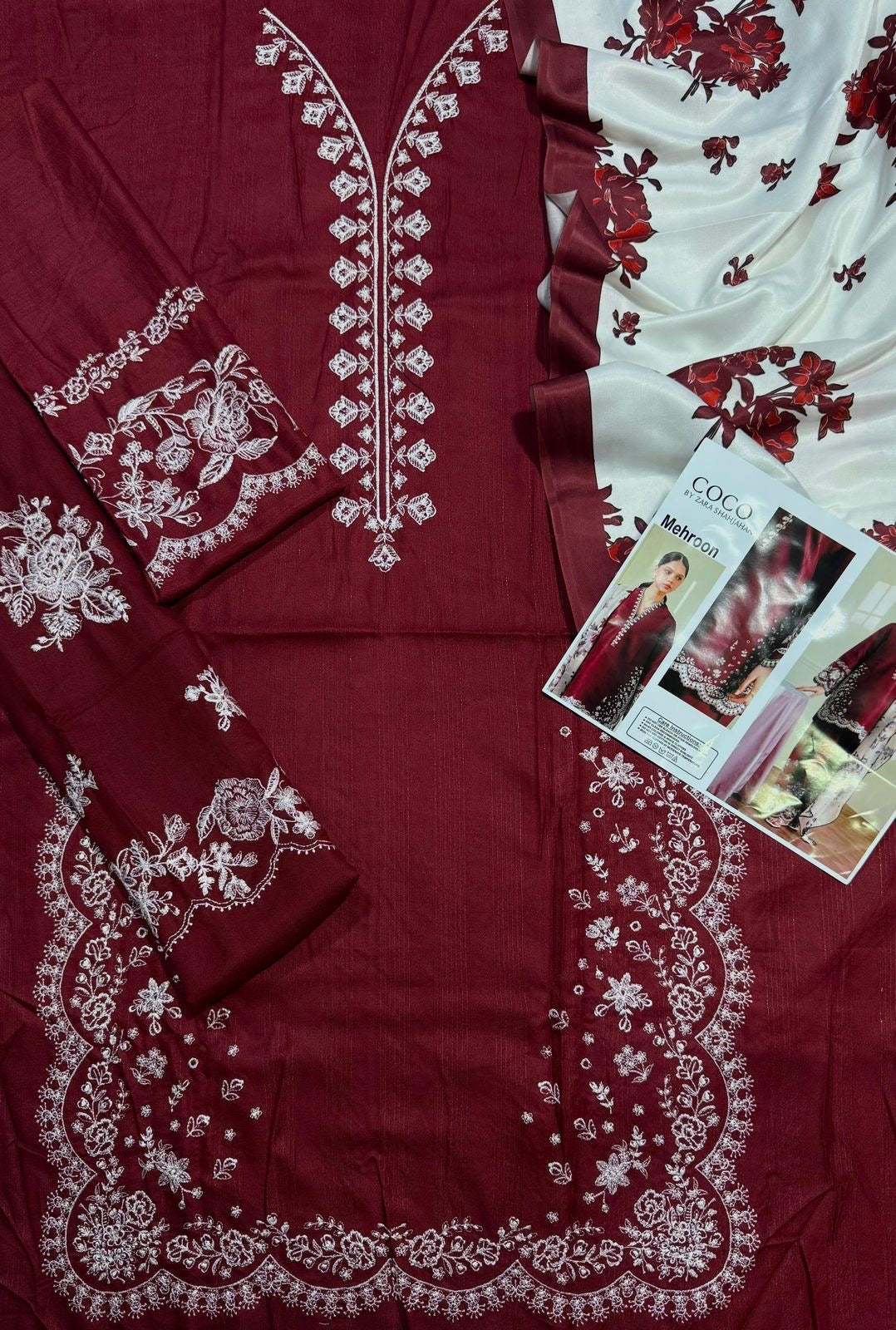 COCO BY ZARA SHAH JAHAN DHANAK EMBROIDERD UNSTICH 3PC (WA-358)