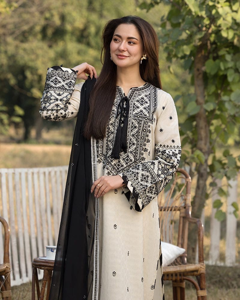 ALLY’S DHANAK EMBROIDERD UNSTICH 3PC (WA-210)