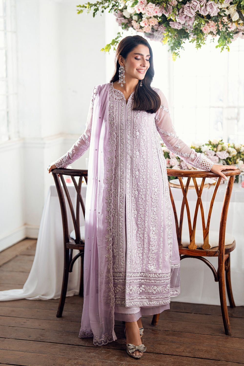TWILIGHT LAVENDER-AZURE LUXE EMBROIDERED CHIFFON UNSTICHED 3PC (SL-8025)