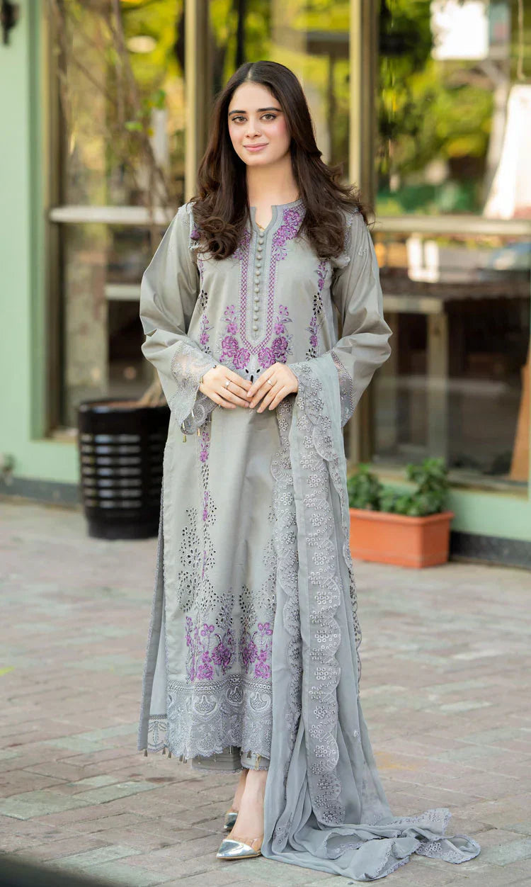 MUSHQ EMBROIDERD LAWN UNSTICH 3PC (WA-118)