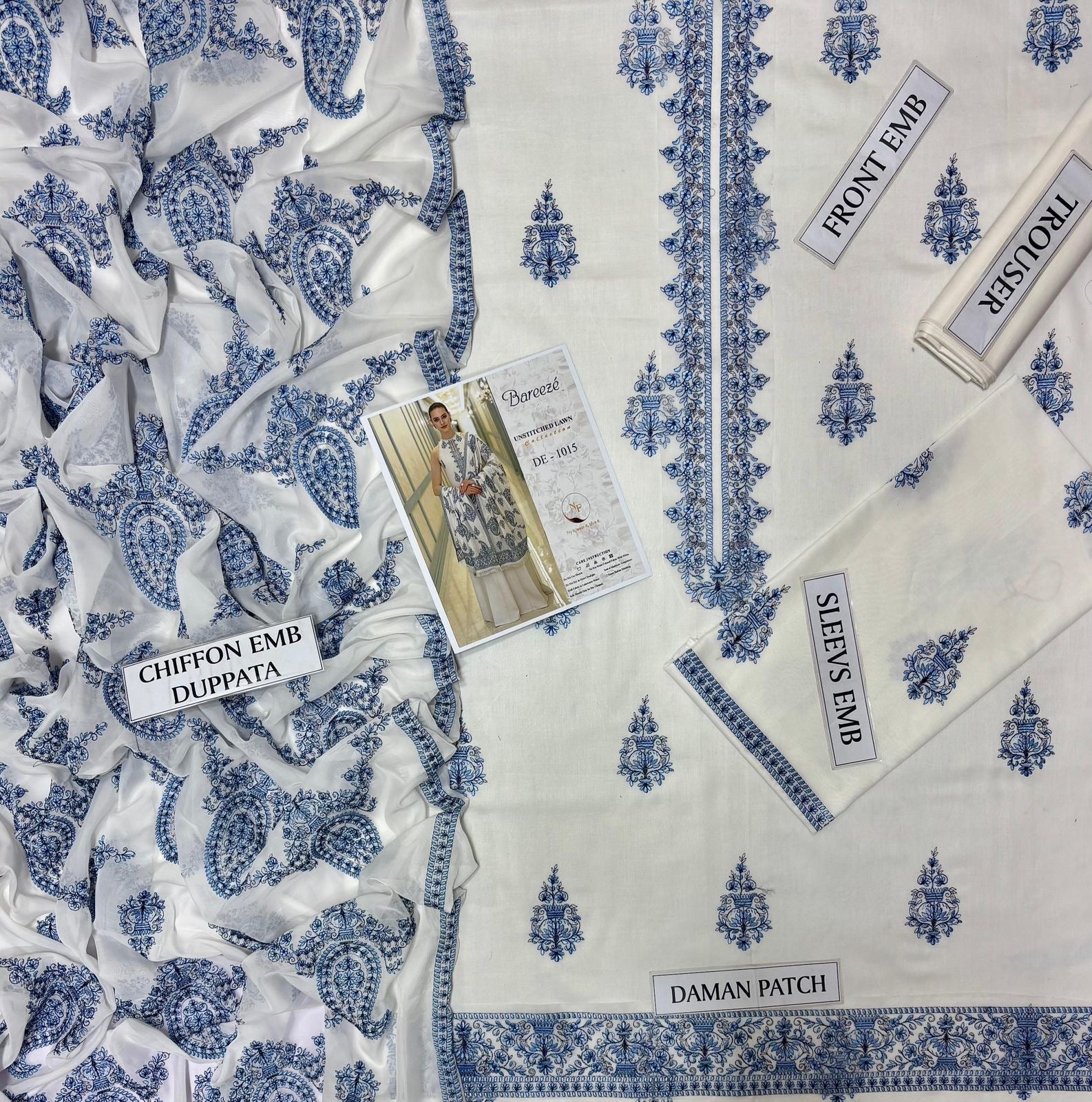 MOST DEMANDING ARTICAL BAREEZE EMBROIDERD LAWN UNSTICH 3PC (WA-780)